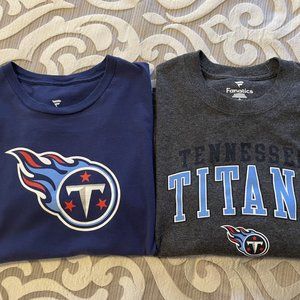 Set of 2 Tennessee Titans NFL Size Youth Large Gray Navy T-Shirt Top Football